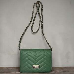 Bebe Green Quilted Chevron Crossbody Wallet on Chain Bag